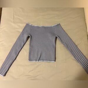 Urban Outfitters striped slightly cropped off the shoulder shirt